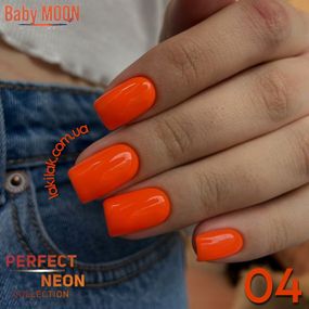 Гель-лак BABY MOON Perfect Neon №04 морквяно-кораловий, 6 мл