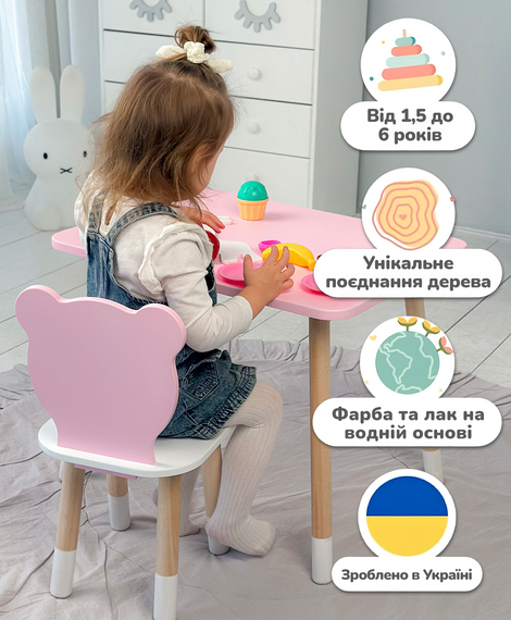 Дитячий прямокутний столик 46х60х45, стіл для дитячої кімнати від 1 року, фіолетовий | Зображення 5