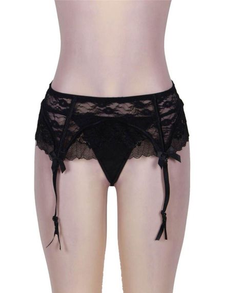 Комплект Star Night кружевной пояс для чулок и трусики стринги, черный sexstyle | Зображення 3