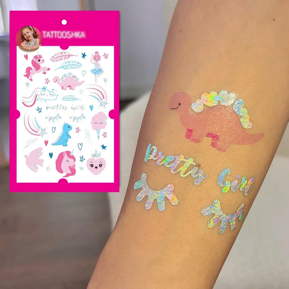 Тату тимчасове в наборі Unicorn mood голограма Tattooshka LB-185 Різнокольоровий shop (4825800010594) | Зображення 2