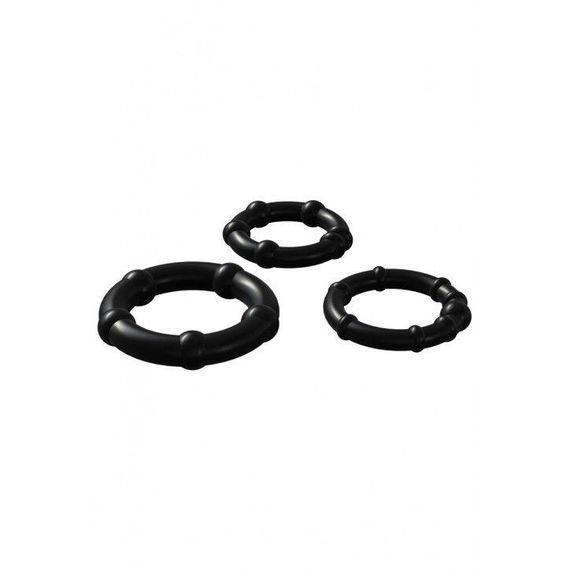 Набор эрекционных колец Wooomy Babooom cockring set, 3 размера, отлично тянутся, Черный | Зображення 1