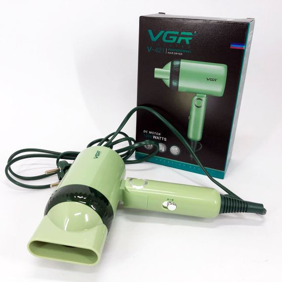 Дорожній складний фен VGR V-421 1200 Вт для сушіння укладання волосся електрофен, Фен для волосся з режимами | Зображення 1