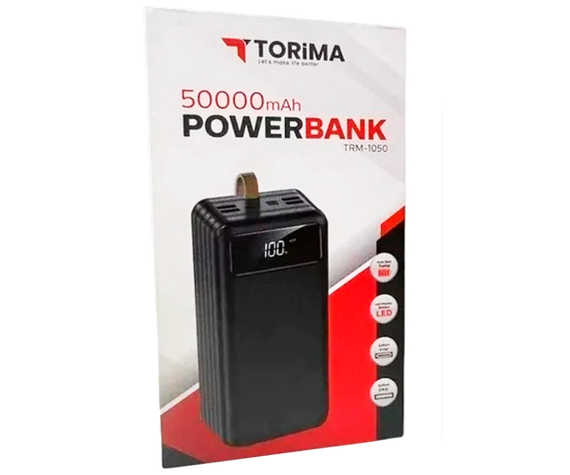 Універсальна мобільна батарея (УМБ) повербанк Torima TRM-1050 50000 mAh з ліхтариком чорна (TRM-1050_2350) | Зображення 5