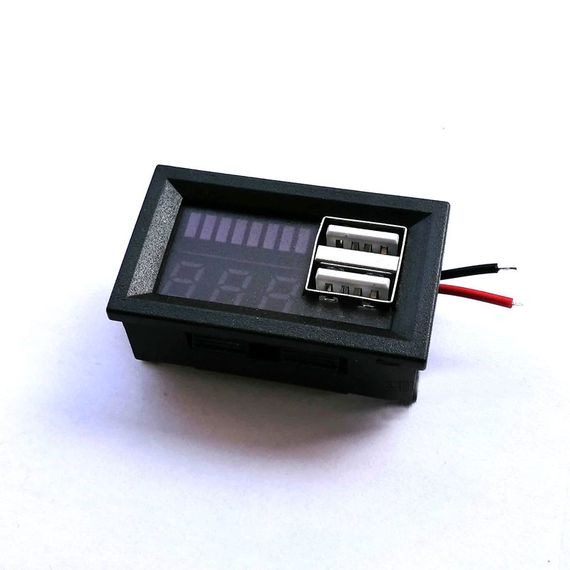 Индикатор/вольтметр 12.6 В 3S Li-ion USB портами/зарядками | Зображення 1