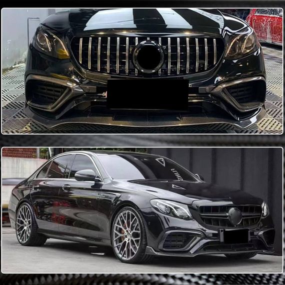 Накладка на передній бампер Lip V1 (для E63 AMG 2016-2019, Карбон) для Mercedes E-сlass W213 рр | Зображення 2