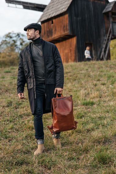 Шкіряний рюкзак Skin and Skin Flatrock M Коньячний (BP09co) | Зображення 5