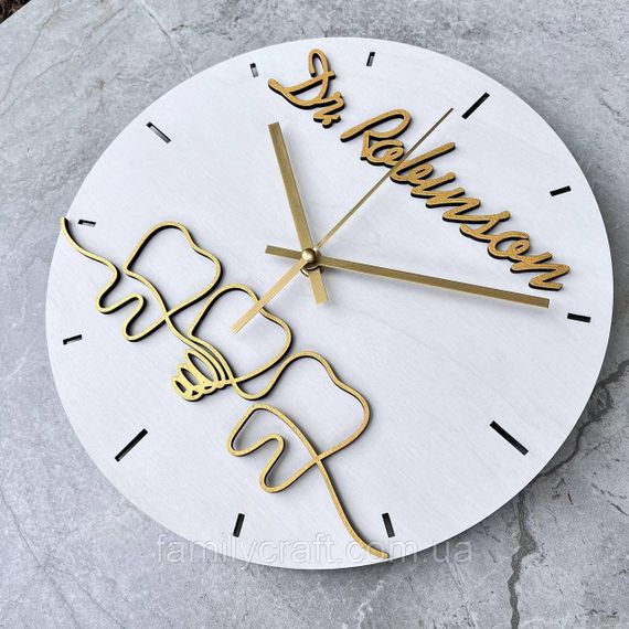 Іменні настінні дерев'яні годинники стоматолога Подарок дантисту або ортодонту, зубному лікарю | Зображення 8