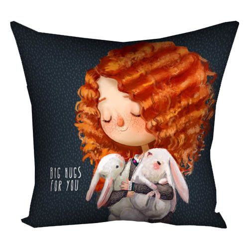 Подушка габардинова з принтом Big hugs for you 40x40 (4P_19F034)
