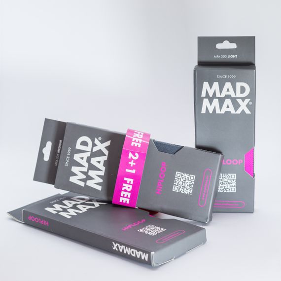 Набір тканевих гумок для фітнесу та спорту MadMax MFA-305 Hiploop set 3 pcs. Grey/Pink | Зображення 2