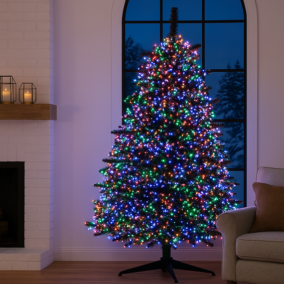 Новорічна гірлянда кімнатна «Роса» Хвойна лапа 50 м, 1500 LED, мультиколор, білий провід | Зображення 1