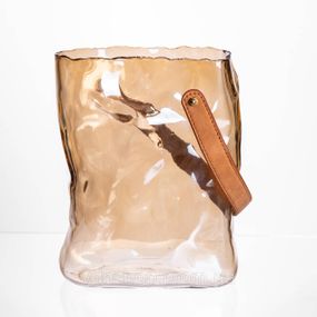 Подарункова скляна ваза сумочка з ручкою 18×9×25 (см) декоративна ваза 2.8 (л) для квітів Коричневий HP-19-157-1