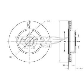 Диск гальмівний передній Ford Focus 05-20/ Kuga 12-19/ Tourneo Connect 13-22/ Transit Connect 13-(320x25), TX 73-91