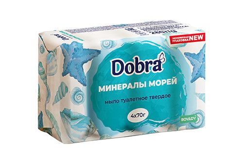 Мыло туалетное твёрдое косметическое 4*70г экопак Dobra Минералы морей