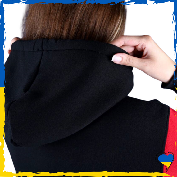 Худі чорне жіноче на флісі. Худі з двунитки. M/L, XL/2XL | Зображення 3
