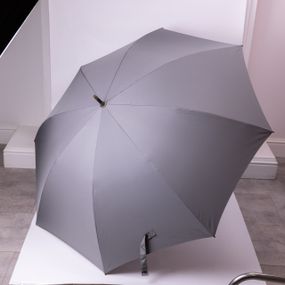 Класична парасолька-тростина напівавтомат з поліестеру 8 спиць діаметр 124 см Сірий HP-23-6G