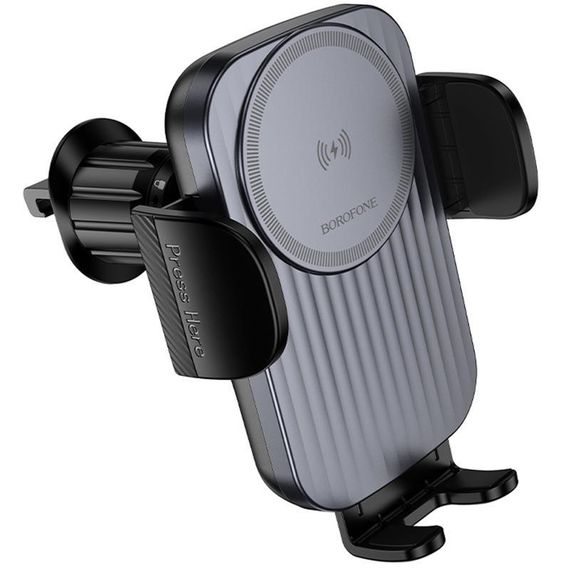 Автотримач з БЗП Borofone BH221 Path 15W (air outlet) Black / Metal gray | Зображення 4