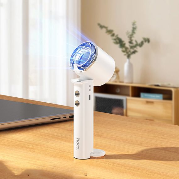 Портативний вентилятор Hoco HX61 Exquisite handheld folding fan 1200 mAh White | Зображення 7