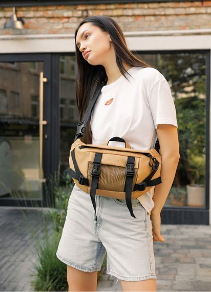 Большая женская поясная сумка бананка Sambag DynamicDart бежевая 38×21×7 см (80411026) | Зображення 1