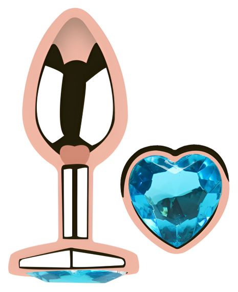 Анальна пробка з кристалом EGZO - Rose Gold Heart Plug Aqua size M Sex Aura | Зображення 1