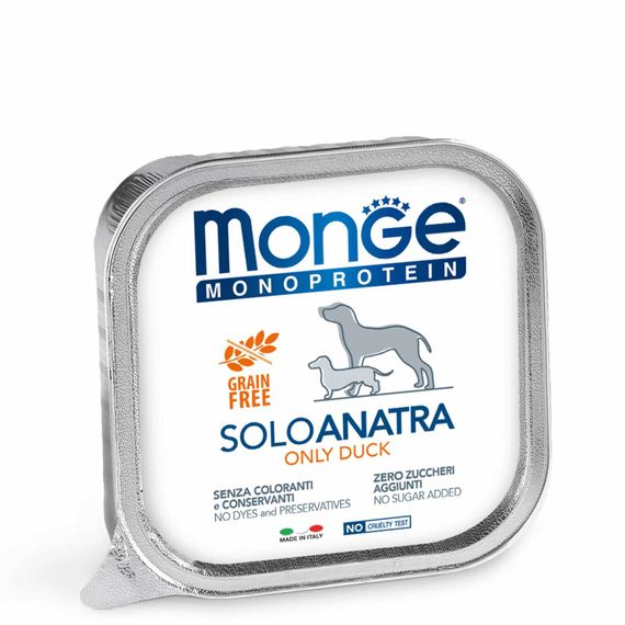 Корм Monge Monoprotein Dog Solo Duck вологий монопротеїновий з качкою для собак усіх порід 150 гр