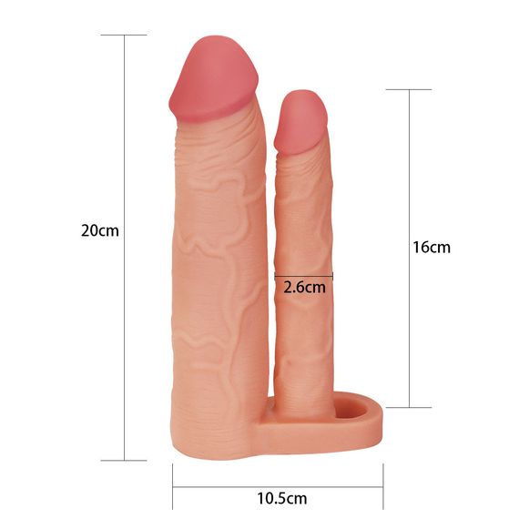Насадка на член - Pleasure X-Tender Double Penis Sleeve Add 2" Flesh sexstyle | Зображення 2