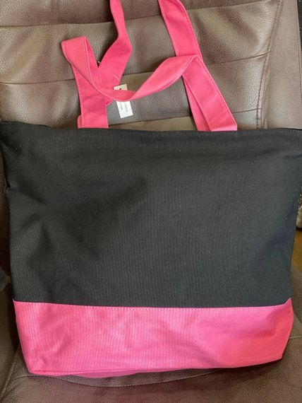 Женская большая пляжная сумка одно отделение на молнии AV228 размер 40/36, черная с розовыв | Зображення 1