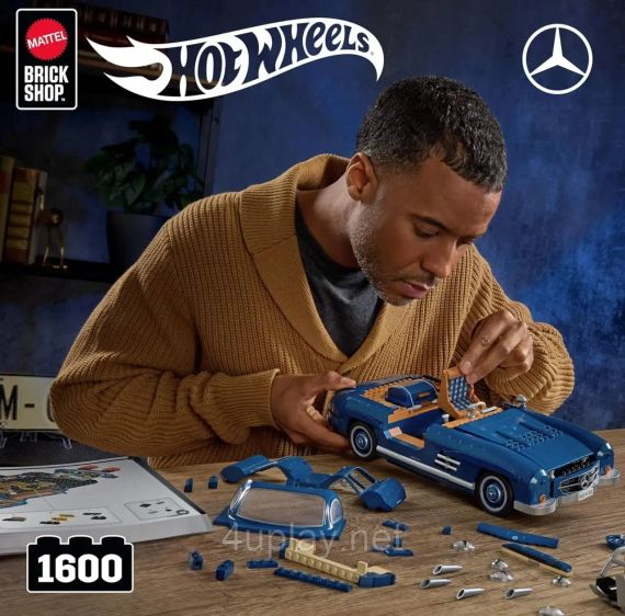 Премиум машинка-конструктор Mattel Brick Shop Hot Wheels Mercedez-Benz 300 SL 1600 деталей | Зображення 5