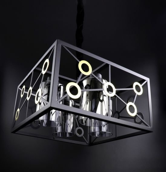 Люстра підвісна LOFT на 4 лампочки 25757 Чорний 30-90х40х40 см. | Зображення 4