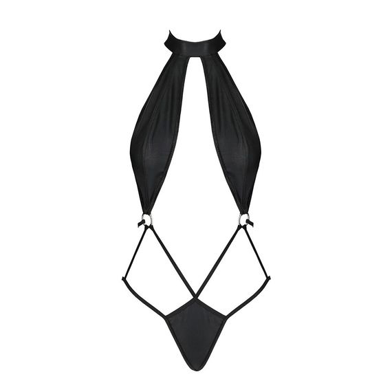 Боді-халтер з екошкіри Passion JANNIES BODY S/M black | Зображення 2