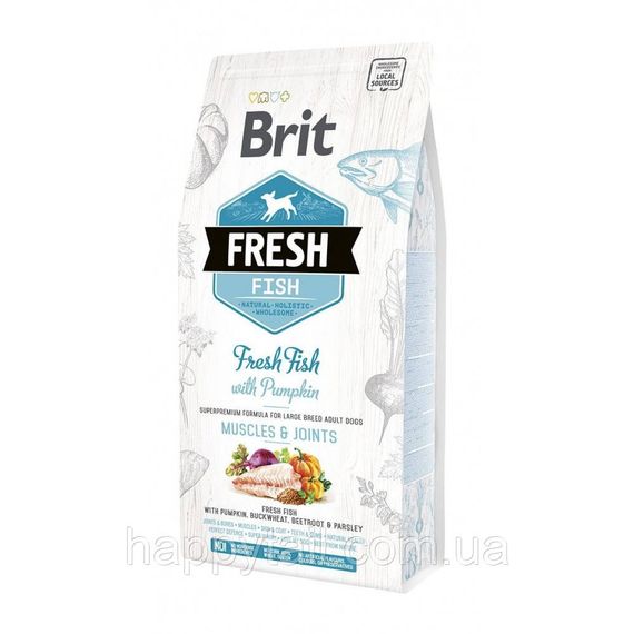 Сухой корм Brit Fresh Fish with Pumpkin Adult Large для собак крупных пород, рыба и тыква, 2.5 кг