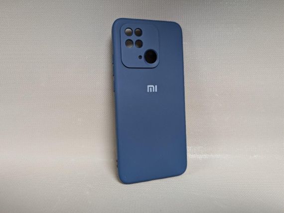 Чохол для Xiaomi Redmi 10C / Сяомі Редмі 10С, силіконовий, матовий, синій, з логотипом