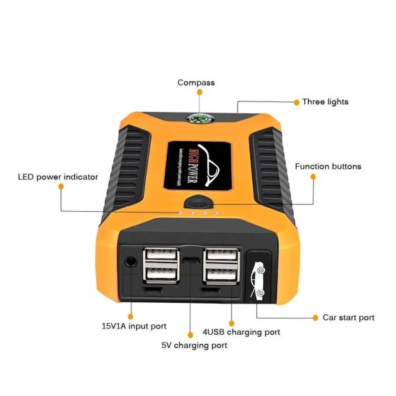 Пускозарядное автомобильное устройство Jumpstarter 27JX 12В/2А с аккумулятором на 99800mAh и фонарём ANS К | Зображення 8