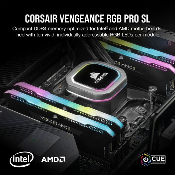 Модуль пам'яті для комп'ютера DDR4 32GB (2x16GB) 3600 MHz Vengeance RGB PRO SL Black Corsair (CMH32GX4M2D3600C18) | Зображення 1