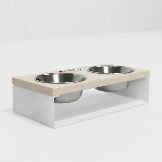 Миски на підставці з цільного металевого листа для собак та котів Hollky SteelWood S (2 × 0,45 л) SWS-36188-WHWH | Зображення 5