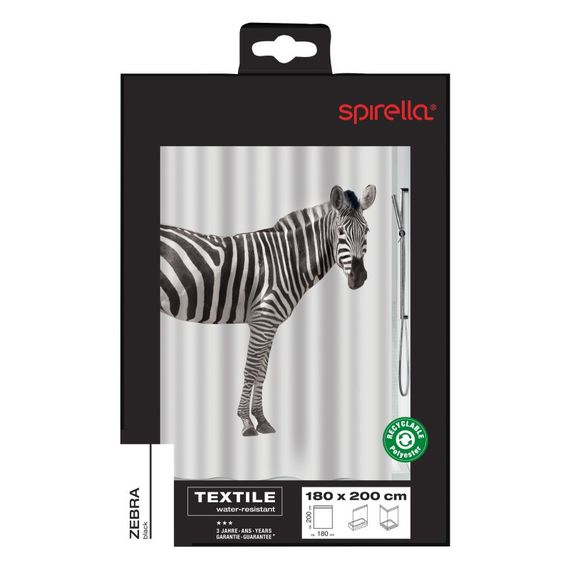 Шторка для ванной и душа Spirella Zebra 180x200 см, водоотталкивающая полиэстер, 10.11554 | Зображення 2