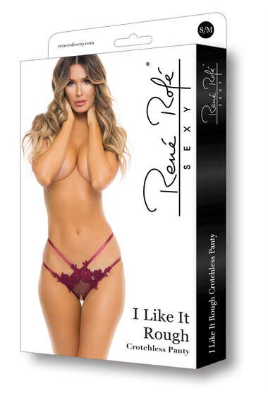 Трусики I LIKE IT ROUGH CROTCHLESS PANTY BURGUNDY, S/M | Зображення 2