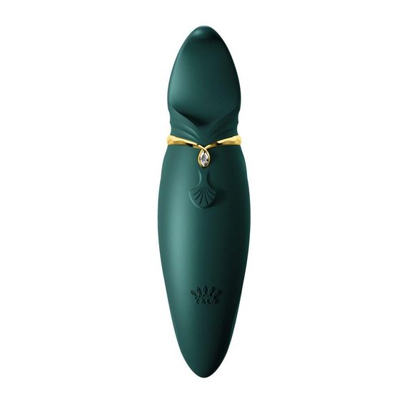 Вібратор 2в1 з язичком Zalo — Hero Jewel Green, кристал Swarovski | Зображення 3