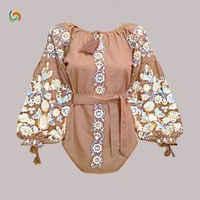 Рубашка Украинская вышиванка 242514 цвет коричневый размер 5XL