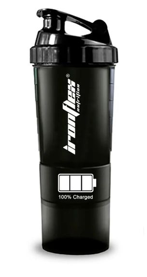 Шейкер IronFlex Spider Bottle 100% Charged 500 ml+ 2 Container's Black
