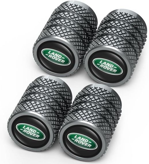 Набір ковпачків на ніпель із логотипом для Land Rover 4 шт., ковпачки на клапани шин металеві чорні | Зображення 1