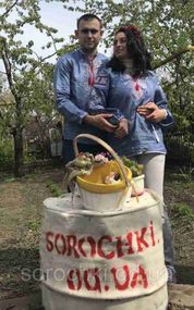 Вышиванка парная , джинсовая, синяя вышивка, домотканное полотно орнамент " Берегиня"  размеры  мужские (ворот) 41,42,45  размеры женские  48-52,