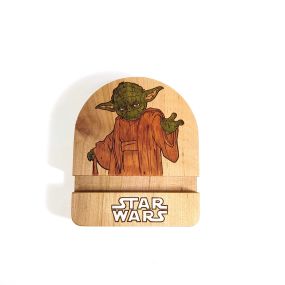 Підставка тримач під смартфон телефон планшет Star Wars Йода 10х12х2 см Майстерня містера Томаса Дерево Лак