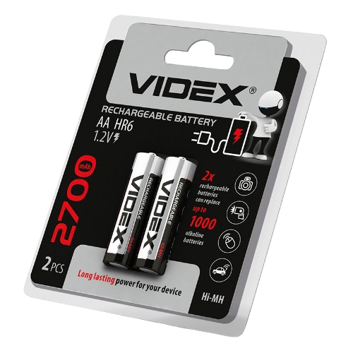 Акумулятор AA/HR06 1,2V 2700mAh (бл-2шт) Videx | Зображення 1