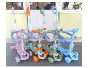 Дитячий самокат-трансформер 4в1 CITY LINE Baby Care 388 | Батьківська ручка, захисний бортик, музика та колеса що світяться