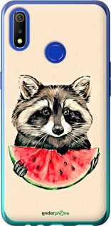 Чохол на Realme 3 Єнотик з кавуном "4605u-1869-2448"