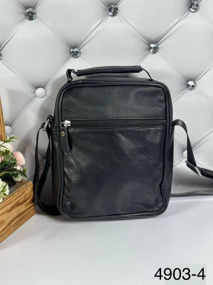 Чоловіча сумка-барсетка через плече Натуральна шкіра Чорна | Зображення 3