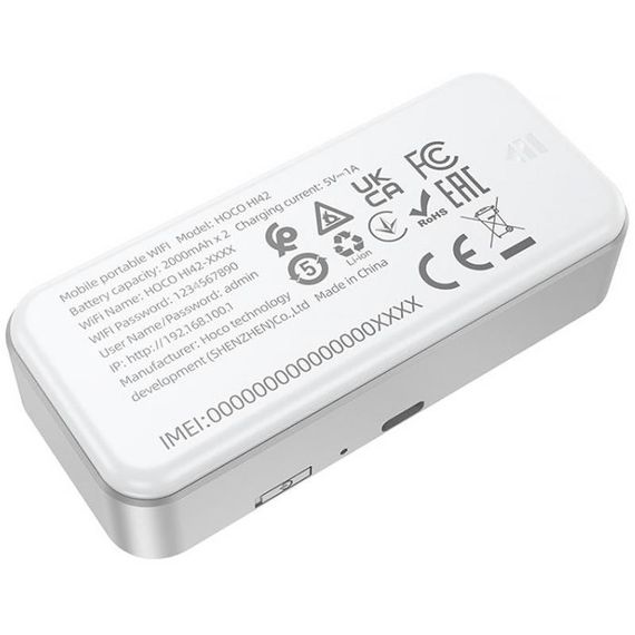 Портативний модем WiFi роутер Hoco HI42 150Mbps (SIM) 2000 mAh White | Зображення 4