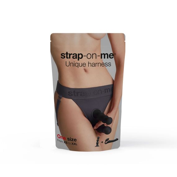 Трусики для страпона Strap-On-Me HARNAIS LINGERIE UNIQUE, One Size, сірі | Зображення 6