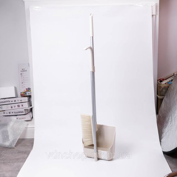 Набір віник і совок на довгій ручці для підлоги 25×24×100 см щітка віник для прибирання Бежевий HP-45-15BE | Зображення 1