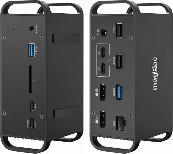MagBac USB C Docking Station Dual Monitor — универсальная док-станция для ноутбуков с поддержкой подключения трех мониторов в формате 4K и 15 портами.